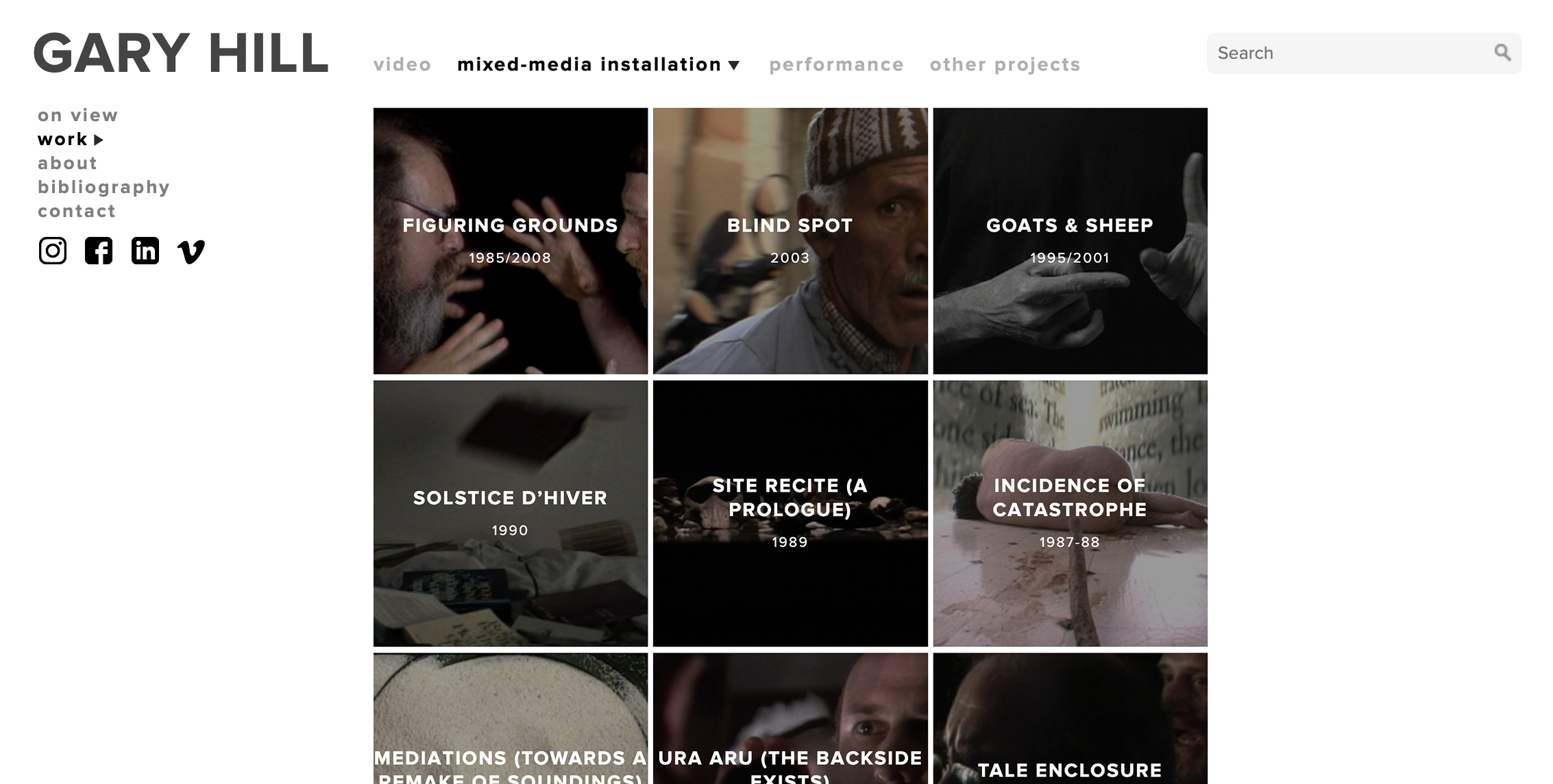 Website artwork category display